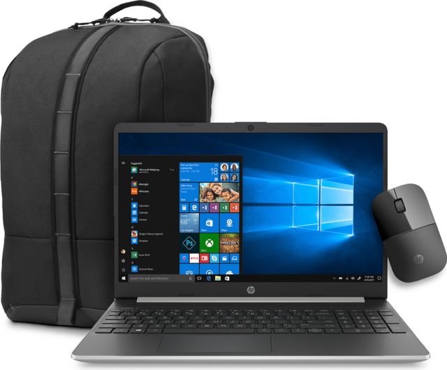 HP Laptop Bundle #3 (Best) - HP 15'' Laptop i5/8GB/256GB SSD, Wireless Mouse & Commuter Backpack - ONLINE ONLY
